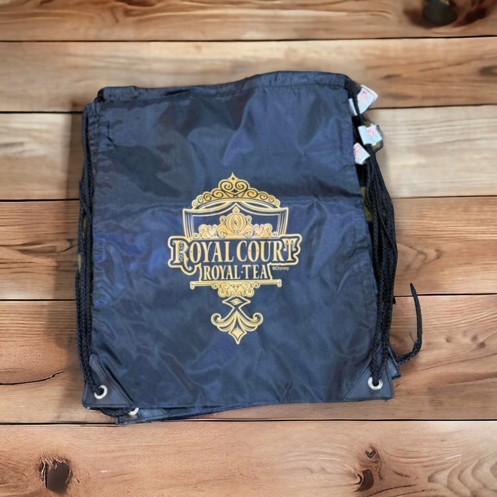 Disney Cruise Line Royal Court Royal Tea Souvenir Black Cinch Backpack NEW
